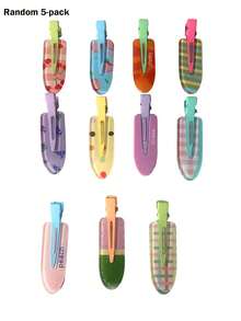 5pcs Multicolor Women's Hair Accessories, Colorful Dopamine No-Trace Forehead Fringe Clips, Makeup Clips, Fresh And Sweet Multi-Pattern, Daily Side Hair Clips, Sweet Women's Daily Hairstyle Decoration Hair Accessories Set, Cute No-Trace Bangs Side Hair Clips, Suitable For Daily Use Hair Accessories (Random 5pcs/Pack) - Multicolor - View 6