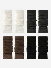 Super Soft Knitted Warm Arm Sleeves Fluffy Arm Warmers With Thumb Hole For Cold Weather Stretchy Y2K Japanese Style Long Fingerless Gloves - Multicolor - View 14
