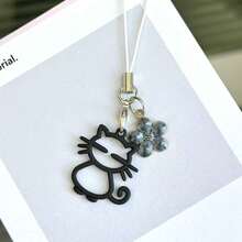 1/2pcs Hollow Cat Phone Chain Pendant, Phone Accessory, Small Gift For Meeting, Best Friend Pendant - Multicolor - View 6