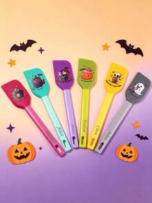 Custom Text Logo Halloween Theme Silicone Scraper, Heat-Resistant Non-Stick Baking Spatula, Cute Cartoon Pumpkin Cat Skull Pattern, Reusable Kitchen Utensil, Suitable For Cooking Baking Stirring Scraping, Dishwasher Baking Tool - Multicolor - View 6