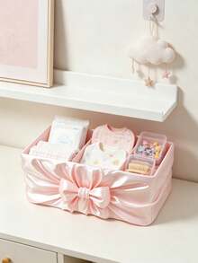 Bowknot Decor Storage Box Drawer Organizer Basket Cute Desktop Storage Bucket Suitable For Baby Clothes, Socks, Hair Accessories, Nursery Storage Organizer Box - Multicolor - View 7