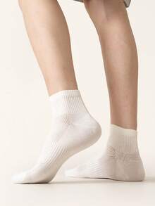 5 Pairs Men's Pure Cotton Mesh Breathable Crew Socks, Moisture‑Wicking Socks, Ribbed Cuff Comfort Casual Daily Mid‑Ankle Socks - Multicolor - View 10