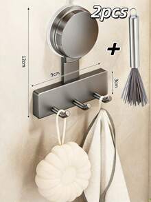 Cleaning Brush Hook Set, Drill-Free Parallel Hook + Multi-Function Long Handle Wall-Mounted Cleaning Brush, Suitable For Living Room, Bedroom, Bathroom, Kitchen And Furniture - Multicolor - View 1