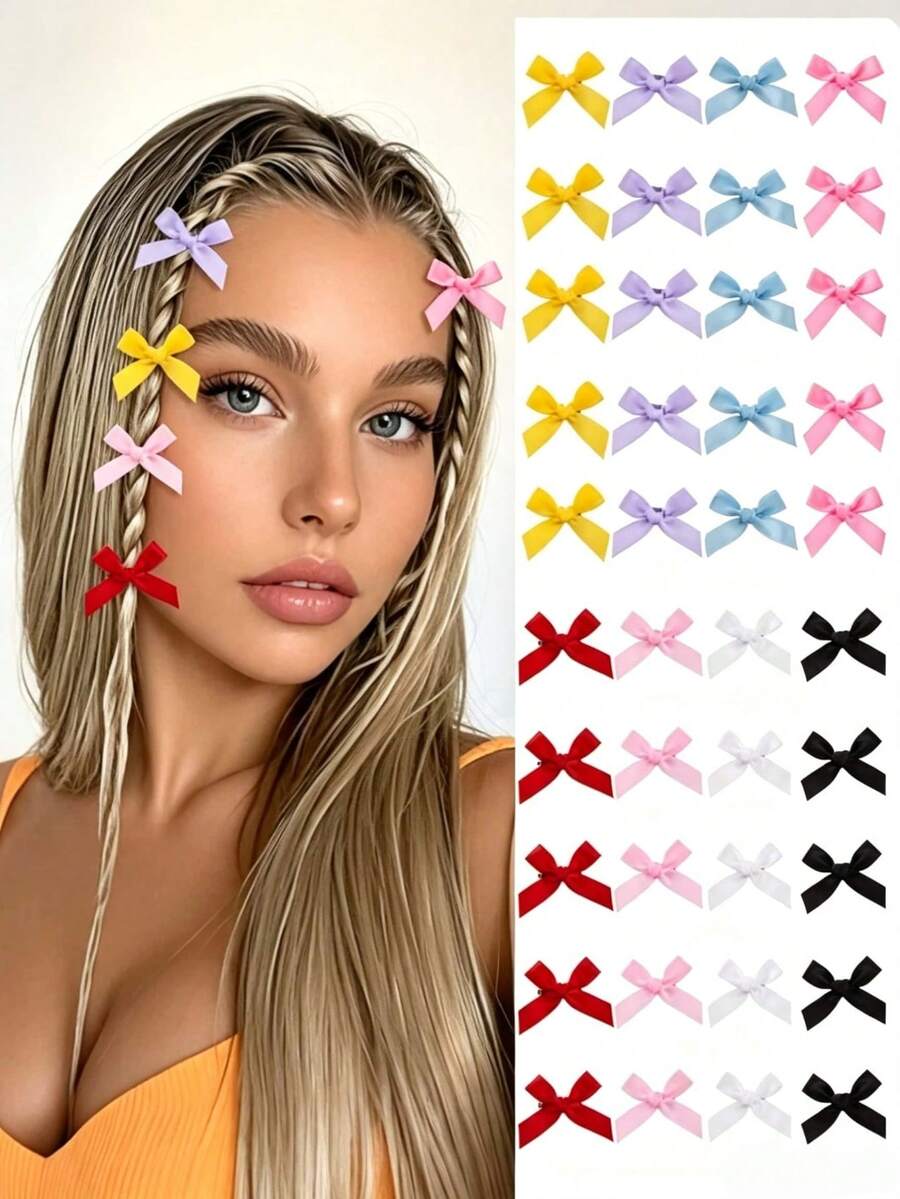 60/30pcs Aneka Macam Jepit Rambut Pita Modis untuk Anak Perempuan Gaya Y2K, Aksesori Rambut Pita Kecil Warna-warni, Jepit Samping Estetik untuk Remaja Perempuan, Jepit Rambut Serbaguna untuk Sehari-hari, Hadiah Kembali ke Sekolah - MultiWarna - View 1