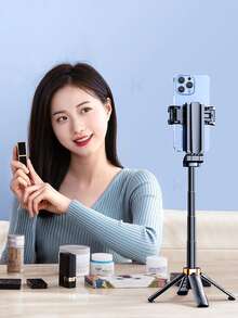 Phone Tripod Stand, Adjustable Desktop Selfie Stick Tripod, 360° Rotation, Telescopic Height Foldable Phone Holder, Suitable For Live Streaming, Vlog Video Recording, Portable Smartphone Stand, Compatible With Most Phones, Gift For Men And Women - View 4