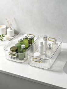 1 Set Transparent Multi-Function Storage Box Set, Suitable For Storing Cosmetics And Holiday Supplies, Plastic Storage Box, Can Be Used In Bathroom And Dormitory, Home Decor Storage, Room Decor, Christmas Back To School Gift - Multicolor - View 11
