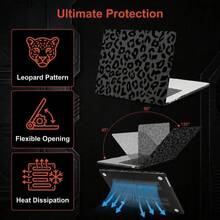 1pc Black-Grey Matte Leopard Print Neo Protective Case, Compatible With MacBook Air 15"/13" M5 Pro 16"/14", Hard PC Matte Split Design Neo Protective Case, Fashion Digital Accessory, Suitable For Office Workers And Back To School Season - View 5