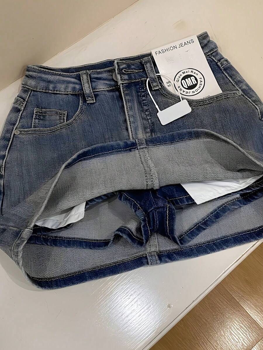 Women Denim Skirts - Blue - View 1