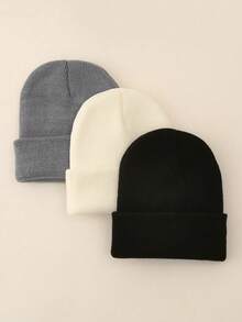 4 buah/pak Topi Rajut Minimalis Warna Polos, Gaya Unisex, Cocok untuk Pemakaian Kasual Sehari-hari, Musim Gugur/Musim Dingin - MultiWarna - View 7