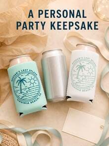 1pc Personalized Can Cooler, Custom Text Can Cooler Sleeve, Beach Party Drink Holder, Tropical Celebration Favor. - Multicolor - View 7