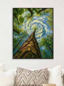 DIY Rotating Forest Sky (Frameless 8x12 / 16x20 Inch) Digital Oil Painting Kit (Acrylic Paint) Adult Beginner Art Craft, Home Wall Decor, Holiday Gift, Natural Landscape Oil Painting Art Decoration - Sets - View 5