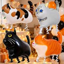 4pcs Walking Cat Balloons, Suitable For Pet Cat Birthday Party Decoration, Halloween Decoration, Christmas Decoration - View 4