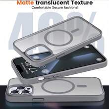 17 E 16 15 14 13 12 11 17 Pro Max 15 Plus 磁吸 Magsafe 無線充電保護殼，半透明磨砂背蓋 - 灰色 - 查看 3