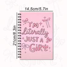 1pc Sweet Pink Bow Girly Slogan Spiral Notebook, A5 Size 50 Pages/25 SheetsPerfect For Organizing Christmas Tasks And Activities, Suitable For School, Office, An Ideal Holiday - Rectangle - View 9
