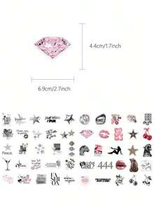 50pcs Silver Lucky Girl Stickers, DIY Graffiti Decorative Stickers For Scrapbooking, Skateboard, Guitar, Luggage - Silver - View 7