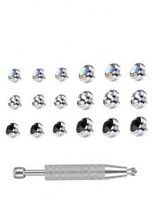 AVYRING 12-18 buah 14G 2.5mm/4mm Perhiasan Tindik Kulit, Termasuk Alat Penjepit Bola Tindik, Ujung Jangkar Tindik Mikro Zirkonia Kubik, Cocok Untuk Wanita - MultiWarna - View 9