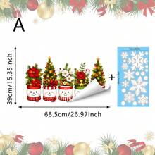 1/3pcs Cartoon Snowman And Santa Claus Head Potted Plant Window Sticker, Double-Sided Visible PVC Electrostatic Adsorption Glass Sticker, Suitable For Living Room, Kitchen, Dining Room, And Home Decoration. - Multicolor - View 10
