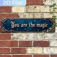 Vintage "Inspirational Magic Theme Text" Iron Flat Sign 4x16 Inches, Ideal For Indoor/Home, Garage, Bar, Street Daily And Easter Decor, Decorative Sign And Plaque, 2D Flat - Multicolor - View 4