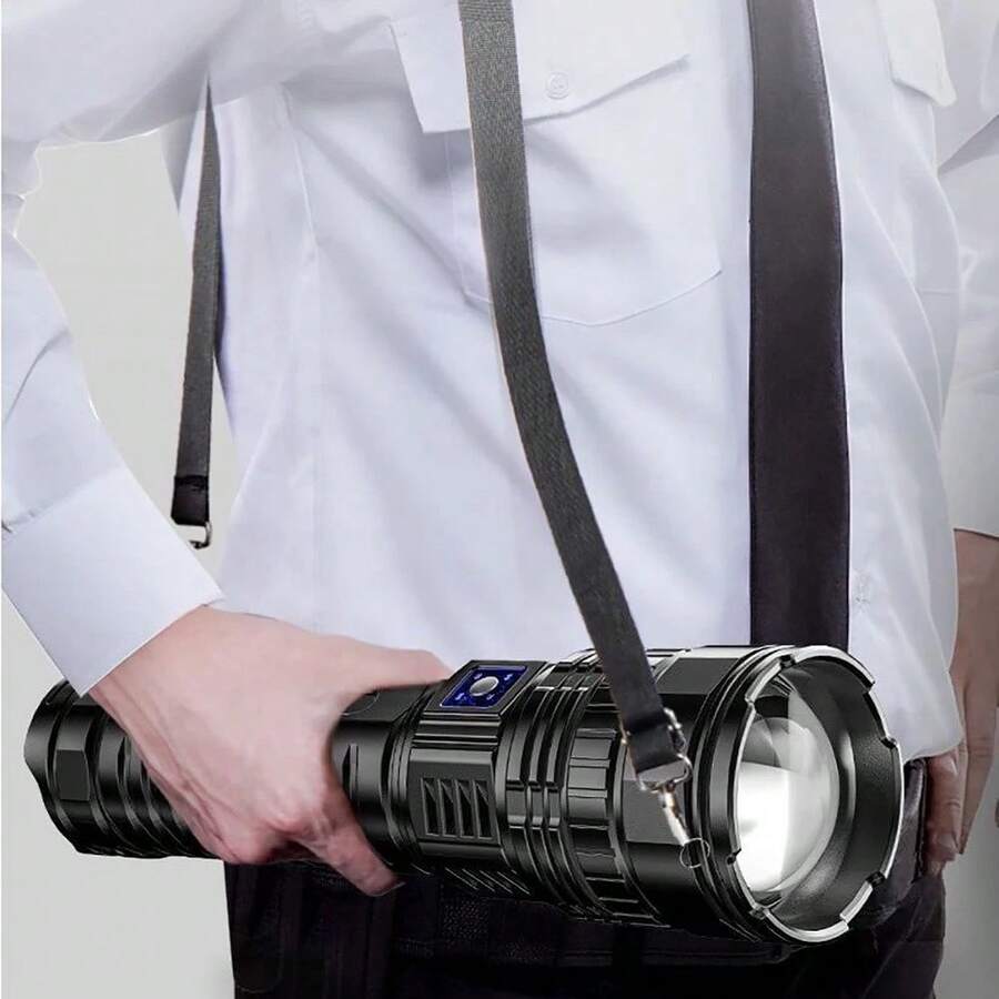 High Power LED Flashlight, Rechargeable Battery - Waterproof, Long Range Spotlight, COB Light Source, Suitable For Emergency And Tactical Use