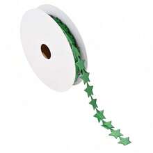 10yards/Roll 1.5cm Festive Star-Shaped Satin Ribbon Rolls In Gold, Red, White & Green - Christmas Craft Trim For Holiday Gift Wrapping, Tree Garland, - Star - View 10