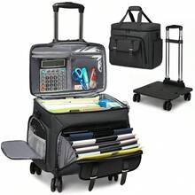 Trolley Rolling Bag, Detachable Rolling Trolley Teacher Bag, Suitable For Work, Office - Multifunctional Wheeled Briefcase, Large Capacity Travel Bag - Black - View 7