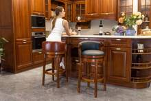 360 Degree Swivel Bar Height Chair With Backs For Home Kitchen Counter, Morden Chair Barstools, 54.8 X 54.8 X 96 Cm - 棕色 - 查看 10