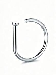 1 pieza Anillo de nariz minimalista Joyería para mujer Boda Compromiso Fiesta Regalo del Día de San Valentín - Plateado - Ver 2