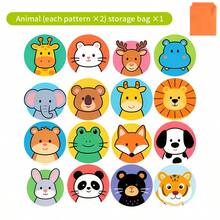 1 Set 32pcs Wooden Cartoon Animal & Plant Memory Matching Game, Animal Fruit Vegetable Dinosaur Multi-Pattern Matching Round Tiles Tabletop Game, Children Observation & Concentration Training, Parent-Child Interaction Early Education Educational Desktop Toy - Multicolor - View 11