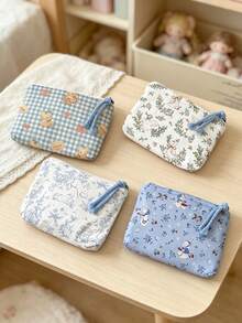 Cute Cartoon Print Baby Diaper Storage Bag, Portable Fabric Zipper Pouch, Children's Diaper And Small Item Organizer, Suitable For Small Item Storage, Easy To Carry - Multicolor - View 5