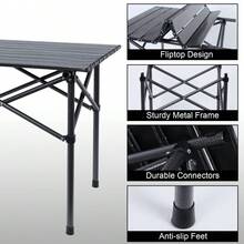 Picnic Folding Table And Chairs - Black Square Table - View 5