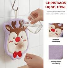 1pc Hanging Quick-Dry Fingertip Towel, Christmas Themed Pattern, Suitable For Bathroom Sink And Kitchen Countertop, Cute Design Soft Touch, Perfect For Wiping Hands Around Sink And Bathtub, Christmas Country Style Hanging Hand Towel - Multicolor - View 6