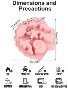 Soft Light Pink 7-Cavity Ocean World Silicone Baking Mold, 3D Lace Shell Design Underwater Cartoon Silicone Mold, Silicone, Easy Release, Heat Resistant, Odorless, Reusable, Suitable For Home Desserts, Aromatherapy Wax Tablets, Handmade Soap DIY Tools, Ocean Theme Party Baking Tray, Candy, Home Aromatherapy, Dessert Decoration Universal Mold - Multicolor - View 5
