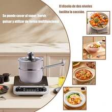 Vaporera para Cocinar, Vaporera, Vaporera Multiusos de 2 Niveles de Acero Inoxidable con Tapa para Cocinar al Vapor Desayunos, Verduras, Albóndigas, Sopas, Salsas y Alimentos. - Ver 3