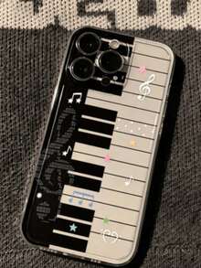 Musical Note Painted Precise Hollow Transparent Painted Minimalist Fashion Creative Shockproof Phone Case, Suitable For Ip 17, Ip 17pro, Ip 17promax, IP16, 11, 16pro, 16plus, 16promax, 16e, 15Promax, 13 - Multicolor - View 152