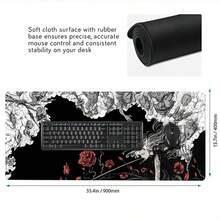 1 Pc Cool Black Angel Fairy Mouse Pad, Table Rubber Desktop Mat, Anti-Slip Durable Pc Accessories, For Laptop Study & Office Keyboard Desk Mat, Non-Slip Laptop Keyboard Mat Office Game Personalized Mouse Mat For Work - View 8