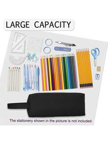 Pencil Case Storage Bag, Waterproof Portable Pencil Pouch, Minimalist Office Stationery Bag With Handle, Back To School Supplies - A - View 2