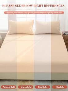 1pc 100% Pure Cotton Fitted Sheet, Solid Color Fitted Sheet, Soft & Comfortable, Breathable & Anti-Pilling, Suitable For Twin/Full/Queen/King All Mattress Sizes, Machine Washable, Room Decor, Beige - Beige - View 11