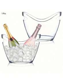6.5L Party Ice Bucket, Large Plastic Beverage Cooler, Suitable For Champagne, Wine, Beer, Transparent Beverage Bucket, Suitable For Mimosa And Cocktail Bar, Portable Cooler Bucket, Suitable For Party Hosting And Service - View 2