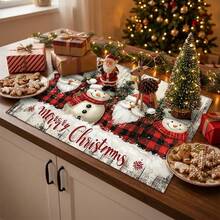 1pc Dish Drying Mat, Coffee Machine Mat, Christmas Theme Dish Drying Mat Red & Black Plaid Absorbent Quick Dry Table Mat, Scratch-Resistant Protective Mat, Restaurant Christmas Decor Mat, Kitchen Holiday Decor Mat, Home Gift, Tabletop Decoration - XYLSD-868 - View 3