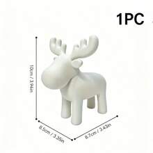 Minimalist White Reindeer Figurine, Nordic Cartoon Reindeer Statue, Simple Solid Color Desktop Decor, Christmas Home Bedroom Tabletop Decoration, Holiday Gift, 3D Printed Decor - A - View 9