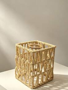 1pc Square Handmade Paper Rope Woven Pendant Light Shade, Bohemian Vintage Style Replacement Lampshade, E26/E27 Universal Lamp Base, Home Decor Lighting Accessory For B&B, Restaurant, Bar, Home, Halloween/Christmas Decoration, Soft Ceiling Pendant Light/Wall Lamp/Bedroom Lamp Shade - Semicircle - View 5