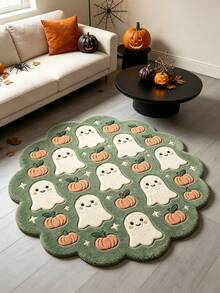 1PC Halloween Theme Round Rug, Decorative Carpet, Floor Mat, Cradle Mat, Suitable For Living Room, Bedroom, Study, Cozy Home Decor Atmosphere Rug, Gentle New Style, Fresh Healing Style, Fits Creamy Style Bedroom, Girl Style Bedside Area And Other Bedroom Decor Scenes, Small Rug, Carpet, Home Decor, Living Room Rug, Living Room Small Rug, Bedroom Rug, Living Room Home Decor, Outdoor Rug, Washable Rug - Multicolor - View 1