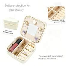 Travel Jewelry Storage Box With Mirror, PU Leather Portable Jewelry Box, Detachable Split Zipper Ring, Earring, Necklace Storage Box, Sturdy Material, Easy To Carry, Essential Gift For Christmas - View 5