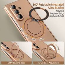 VIETAO Portable 360-Degree Rotating Invisible Phone Mount Wireless Charging Protective Mobile Phone Case Compatible With Samsung Galaxy Z Fold 8 Ultra 7 6 5 4 Tempered Glass Screen Protector Flip Phone Cover - Gold - View 5