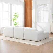 Modular Compression Sofa Made Of Chenille Fabric Filled With 30D High Resilience Foam. Easy To Move And With Non-Slip Base, Ideal For Living Rooms And Other Rooms.Ivory, 189 X 91 X 71 Cm - White - View 4