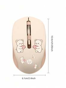 HP Wireless Mouse 2.4GHz (With USB Receiver), Cute Bear Print, Suitable For Gifts, Office, Study, Compact And Portable - View 5