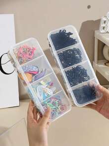 1pc 4-Compartment Transparent Storage Box, Suitable For Jewelry, Hair Accessories And Hair Clips, Practical Dust-Proof Desktop Organizer - Multicolor - View 2