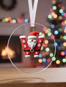 Customize 1 Personalized Santa Claus Hat Acrylic Decoration - Customized Name, Circular Christmas Acrylic Decoration, Holiday Gift For Family And Friends - Multicolor - View 5