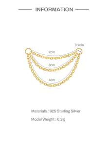 1PC 925 Sterling Silver Dangle Chain Attachment Beaded Nose Chain Double/Triple Layer Chain Connector Dangle Helix Cartilage Chain Accessory - Gold - View 14