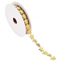 10yards/Roll 1.5cm Festive Star-Shaped Satin Ribbon Rolls In Gold, Red, White & Green - Christmas Craft Trim For Holiday Gift Wrapping, Tree Garland, - Star - View 9